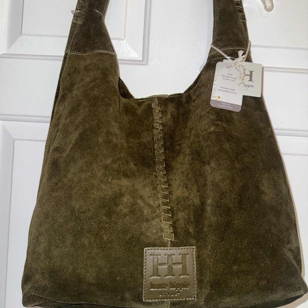 NEW NWT Haute Hippie Olive Suede Shoulder Bag